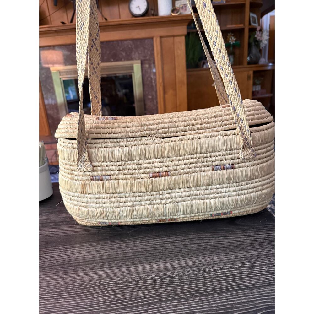 Vintage Raffia Large Structured Dropped Shoulder … - image 6